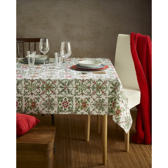 mantel navideño antimanchas Nieve 8277 de 150 x 200 de Atenas