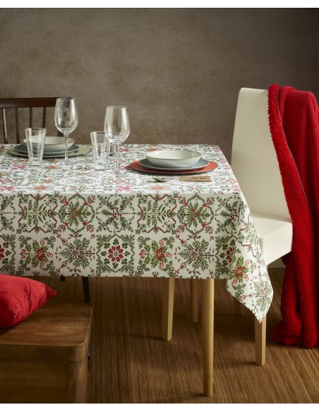 mantel navideño antimanchas Nieve 8277 de 150 x 200 de Atenas