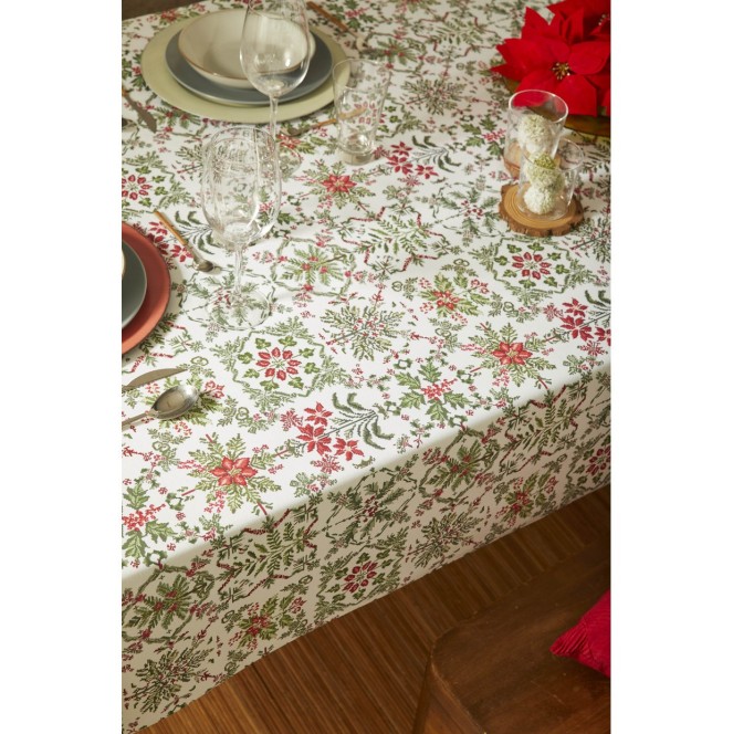 mantel navideño antimanchas Nieve 8277 de 150 x 200 de Atenas