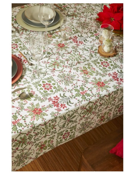 mantel navideño antimanchas Nieve 8277 de 150 x 200 de Atenas