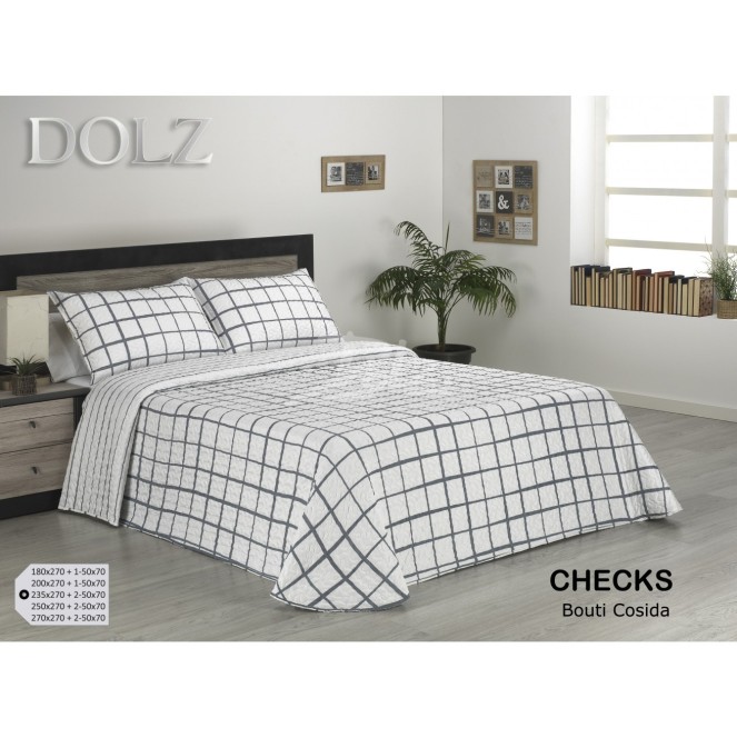 colcha bouti checks para cama de 180 de dolz