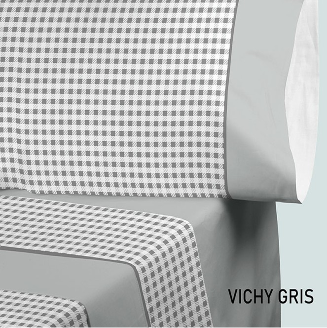 juego de sábanas vichy para cama de 135 de encama
